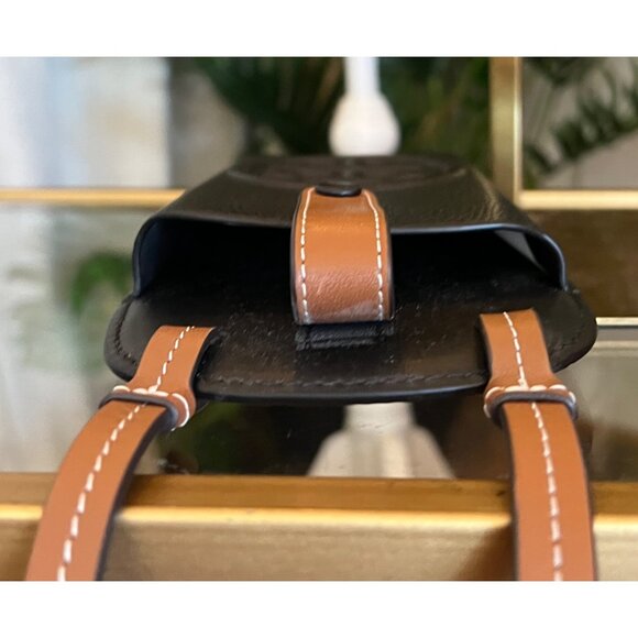 Tory Burch Perry Bombe Leather Phone Crossbody Bag Black/Brown OS - Picture 4 of 7